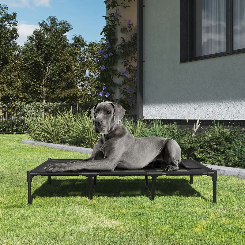 Elevated Dog Bed - 48x36-Inch Portable Pet Bed with Non-Slip Feet - Indoor/Outdoor Dog Cot or Puppy Bed for Pets up to 110lbs by PETMAKER (Black), 4 of 11