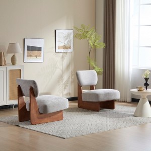 Christopher Knight Home Carlos Modern Wood Upholstered Accent Chair (Set of 2) - 1 of 4