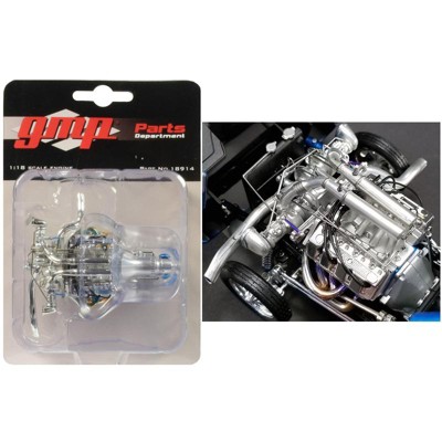 Twin Turbo Boss 429 Drag Engine and Transmission Replica from "1969 Ford Mustang Gasser "The Boss" 1/18 Model by GMP