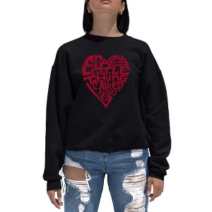 LA Pop Art Women's Word Art Crewneck Sweatshirt - Crazy Little Thing Called Love - 1 of 4
