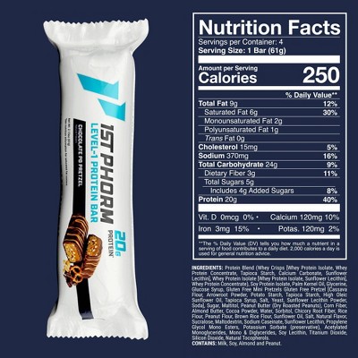 1st Phorm Chocolate PB Pretzel Protein Bars - 20g Protein - 8.6oz/4ct