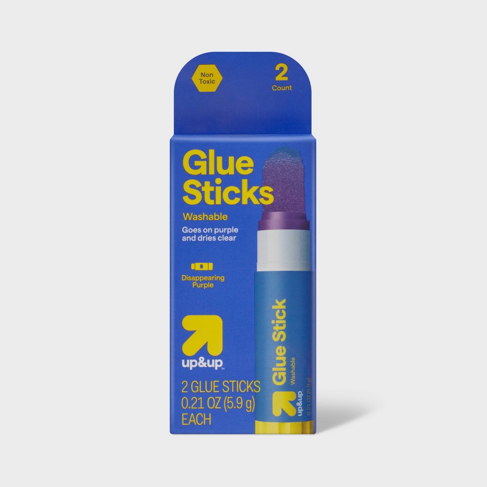 Glue Stick 2ct Disappearing Purple - up&up™: Non-Toxic, Art & Stationery, Kids, Choking Hazard Warning