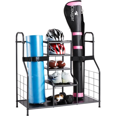 VEVOR Golf Storage Garage Organizer, 2 Golf Bag Storage Stand Holder and Other Sports Equipment Storage Rack, Outdoor Steel Garage Organizer Shelves