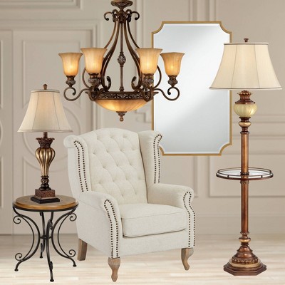 Sterling Estate Golden Bronze 9-Light Chandelier with Champagne Glass Shades