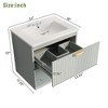24"W Wall Mounted Bathroom Vanity with Sink and 2 Drawers, Green, 4L- ModernLuxe - 3 of 4