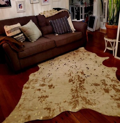 nuLOOM Tinley Spotted Faux Cowhide Gray 4 x 5 Shaped Rug BIBR02A