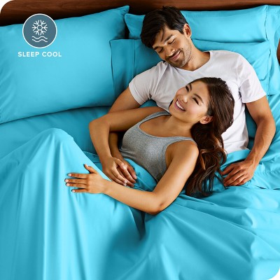 Aqua Standard Size Hypoallergenic Cotton Polyester Pillowcase Set