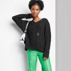 Women's V-Neck Destructed Pullover Sweater - Wild Fable™