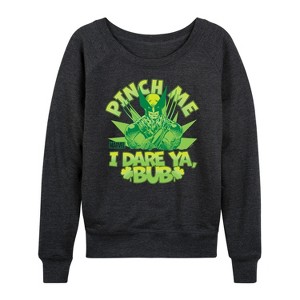 Women's - Marvel - St. Patrick's Day Pinch Me Lightweight French Terry Wide Neck Long Sleeve Shirt - 1 of 4