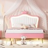 NicBex Twin/Full/Queen Upholstered Platform Bed Frame with LED Lights,Princess Bed Frame with Crown Headboard for Girls,Easy Assembly,Noise-Free - 2 of 4