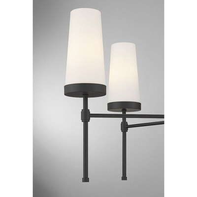 Matte Black 6-Light Chandelier with White Opal Glass Shades