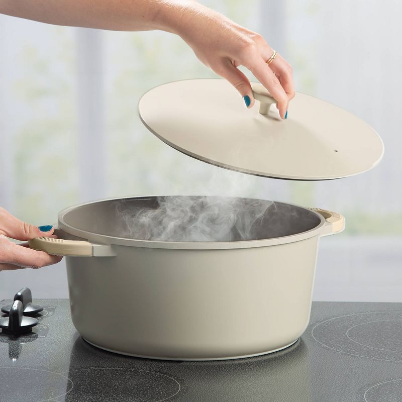 Goodful 7qt Cast Aluminum, Ceramic Stock Pot with Lid, Side Handles and Silicone Grip, 5 of 10