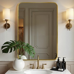 Wooakway Metal Bathroom/Vanity Mirror Decor Wall Mirror Modern Makeup Mirror Vertical/Horizontal Mounting - 1 of 4