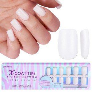 BTArtboxnails XCOATTIP® Press-On Nails -Natural - Short Square Milky White Base- 160ct - 1 of 4
