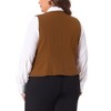 Agnes Orinda Women's Plus Size Double Breasted Retro Lapel Collar with Pockets Suit Vests - 4 of 4