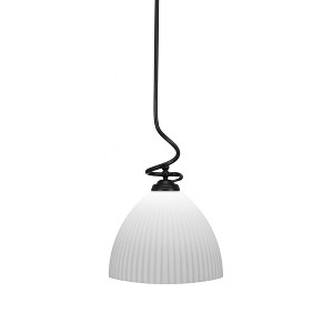 Toltec Lighting Capri 1 - Light Pendant in  Matte Black with 14" Opal Frosted Shade - 1 of 2