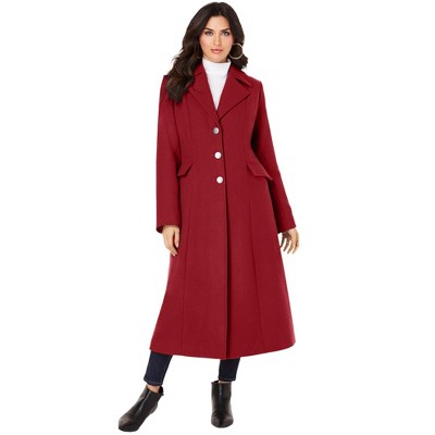 Roaman's Women's Plus Size Long Wool Blend Coat