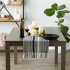 Design Imports  Braided Stripe Jacquard Fringe Table Runner, 15X108", Black - 2 of 4