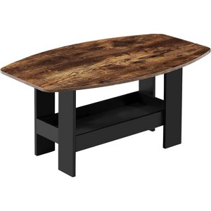 VECELO Coffee Table for Living Room with Storage Compartment Shelf, Brown - 1 of 4