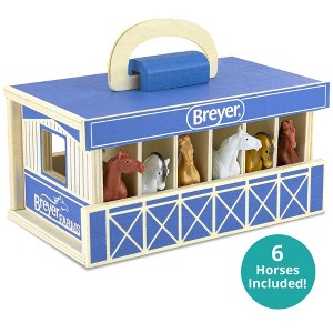 Breyer Horses - Breyer Farms 1:32 Scale Wooden Stable Playset With 6 Horses - 1 of 4