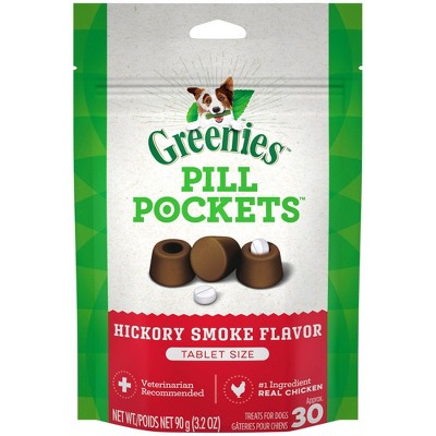 Greenies Dog Tablet Pill Pockets Beef Hickory Smoke Dry Chewy Dog Treats - 3.2oz