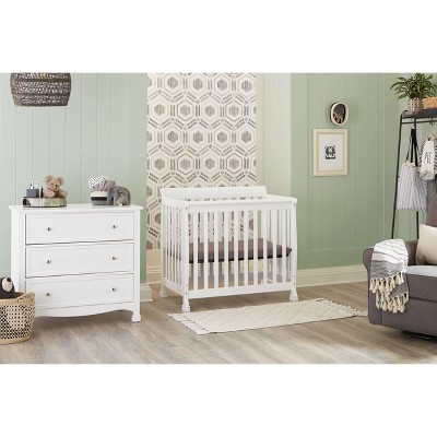 White Wooden 4-in-1 Convertible Mini Crib and Dresser Set