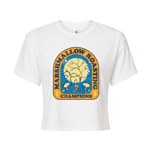 Women's - Peanuts - Marshmallow Roasting Cropped Graphic T-Shirt - 1 of 4