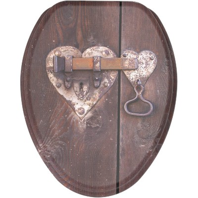 Sanilo 168 Elongated Molded Wood Toilet Seat with No Slam, Slow, Soft Close Lid, Stainless Steel Hinges, Unique Fun Decorative Design, Lock