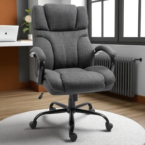 Mshliw Big and Tall 500lbs Office Chair with Wide Seat, Adjustable Height, Tilt, Linen Upholstery & Swivel Wheels for Home Office - 1 of 4