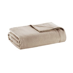 Gulches Khaki Solid Egyptian Cotton 66x90 Blanket 1 Piece - 1 of 4