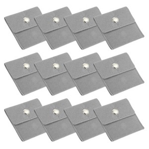 Unique Bargains Velvet Portable Earrings Bracelets Snap Button Jewelry Storage Bag 12 Pcs - 1 of 4