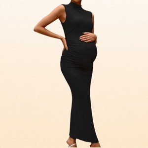maternity bodycon dress Cute Flower Long Sleeves Dress, Light Sky Blue / S neck mini that moves with you from your second trimester through postpartum Angel Maternity Maternity Sleeveless Bamboo