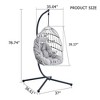 Sapphtopaz Porch Swing Egg Hanging Chair Wicker Woven Swing Hanging Hammock Chair with Cushions and Stand for Indoor, Garden, Terrace, Backyard - 4 of 4