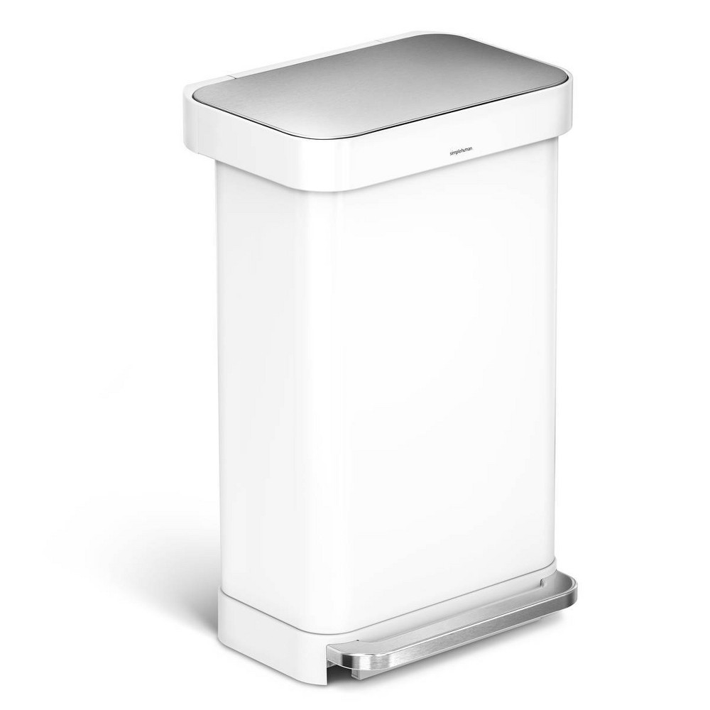 Photos - Waste Bin Simplehuman 45L Rectangular Kitchen Step Trash Can with Liner Pocket White 