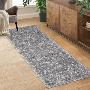Washable Area Rugs Floral Living Room Bedroom Carpet Non-Slip Low Pile Vintage Soft Thin Throw Rug - 1 of 4