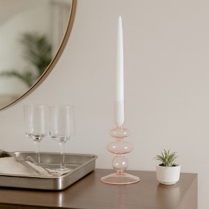 Glass Taper Candle Holder - Modern Decorative Candlestick for Home, Office, Bedroom & Living Room - Elegant Tall Contemporary Accent Decor - 1 of 4