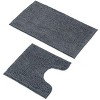 Home Mart Goods 2 Piece Set Dark Grey Soft Cozy Plush Chenille Bath Mat Bathroom Rug - 3 of 4