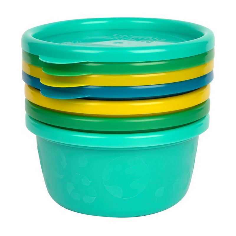 The First Years Green Grown Reusable Toddler Snack Bowls with Lids - Blue/Aqua/Yellow/Green - 4pk/8oz, 3 of 9