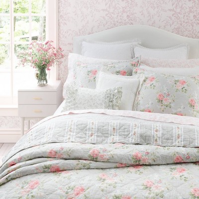 Melany Pink Reversible Cotton Twin Quilt Set