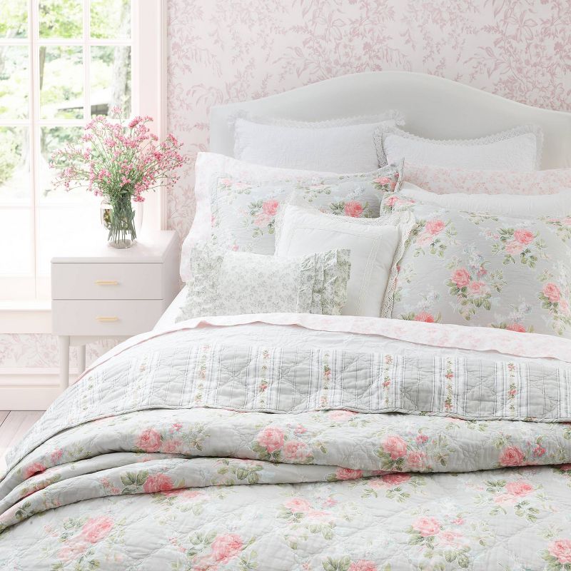 Melany Rose Print Cotton Quilt Set Pink - Laura Ashley, 4 of 10