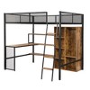 TIRAMISUBEST Full Size Loft Bed with Built-in Desk, Open Wardrobe and Storage Shelves, Metal Loft Bedframe with Hanging Rod and Ladder - 4 of 4