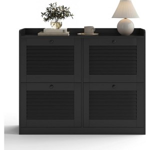 Large Shoe Storage Cabinet with 4 Flip Drawers, Narrow Shoe Cabinet for Entryway with Wooden Legs, Freestanding Hidden Shoe Rack Organizer - 1 of 4