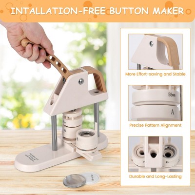 Garvee Easter Gifts DIY Button Maker, 1/1.25/2.28 inch(25/32/58mm) 3-in-1 Pin Maker, 300pcs Button Parts, Pictures, Circle Cutter, Magic Book