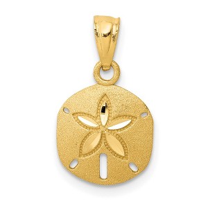 Black Bow Jewelry 14k Yellow Gold Satin & Diamond-Cut Sand Dollar Pendant - 1 of 4