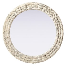 Elegant Lighting Round Cornhusk Mirror 30x30 in Linen White - 1 of 4