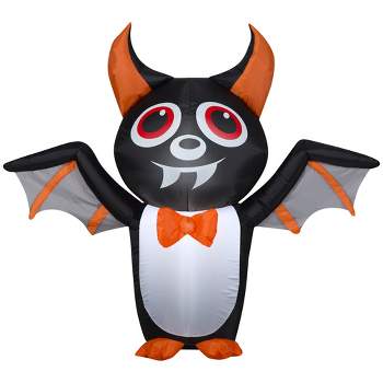 Gemmy Airblown Inflatable Orange and Black Vampire Bat , 3.5 ft Tall, Multi