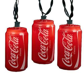 Kurt S. Adler 10 Red Blow Mold Classic Coca-Cola Can Party Christmas Lights - 9 ft Green Wire