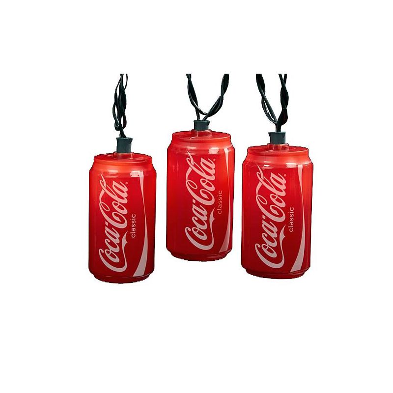 Kurt S. Adler 10 Red Blow Mold Classic Coca-Cola Can Party Christmas Lights - 9 ft Green Wire, 1 of 3