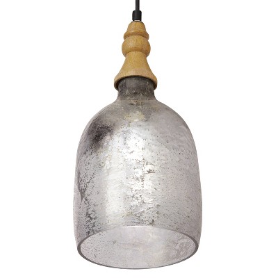 Coralie 19'' Etched Silver Glass Bell-Shaped Pendant Lamp