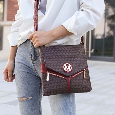 MKF Collection Crossbody Bag Multi Pocket Signature Print, Tania | MKF Collection by Mia K - Brown — фото 2